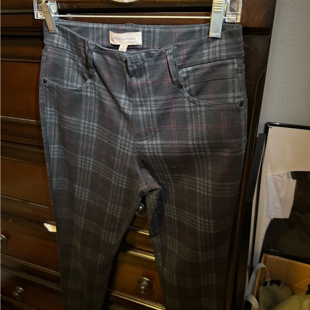 Philosophy Black and Red Plaid Trousers